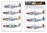 WW.II P-51 B/C/D Mustang Aircraft ID Numbers & Letters Inc `kill` Symbols (Natural Metal Finish) (Decal)
