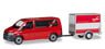 (HO) VW T6 Bus with Box Trailer `Herpa` Trailer from VK-Modelle (Model Train)