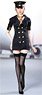 Sexy Female Fly Attendant Suit Set Black (Fashion Doll)