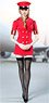 Sexy Female Fly Attendant Suit Set Red (Fashion Doll)