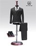 Male Suits Set 2.0 for Narrow Shoulder Black (Fashion Doll)