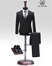 Male Stripe Suits Set 2.0 for Narrow Shoulder Black (Fashion Doll)