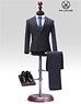 Male Stripe Suits Set 2.0 for Narrow Shoulder Blue (Fashion Doll)