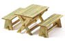 Wooden Garden Table + 2 Benches (Plastic model)