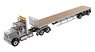 International HX520 Tandem Day Cab in Light Grey with 53` Flatbed Trailer in Silver (Diecast Car)