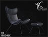 Chair & Footstool Set Black (Fashion Doll)