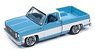 1973 Chevy Cheyenne Truck Fleetside Lowered - Light Blue w/White Roof and White Sides (ミニカー)