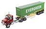ウエスタンスター 4700 SB タンデム メタリックレッド 40` Dry good Sea Container `EverGreen` (ミニカー)