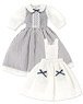 PNS Funwari Apron One-piece Dress Set (Navy Stripe) (Fashion Doll)