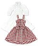 45 Hidamari no Funwari Check Jumper Dress Set (Bordeau Check) (Fashion Doll)