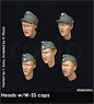 WWII ドイツ武装親衛隊 規格帽&略帽 w/ヘッドセット (5個) (プラモデル)