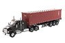Kenworth T880 SFFA 40inch Sleeper Tandem Tractor 40` Dry Container Metallic Black Cab `TEXT` Container (Diecast Car)