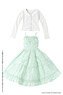 50 Fluffy Cardigan & Camisole Onepiece Set II (Beige x Green) (Fashion Doll)