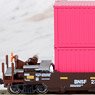MAXI-I BNSF Swoosh Logo #238615 w/ONE (Magenta) Container (5-Car Set) (Model Train)