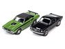 1965 Ford Mustang (Black) + 1971 Dodge Challenger R/T (Green) (2 Cars Set) (Diecast Car)