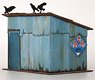 1/80(HO) Galvanized Iron Hut (One-sided Roof) (with Crows and Sign) [1:80, Unpainted] (Unassembled Kit) (Model Train)