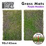 ジオラマ素材 芝マットカット版 紫の花が咲いた牧草地 (素材)