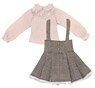 Sweet High Waist Skirt Set (Pink x Brown) (Fashion Doll)
