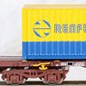 RENFE, 4-axle 60` container Wagon MMC brown livery, loaded with 2 x 20` containers `Contenemar`, Period IV (Model Train)