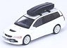 三菱 ランサー エボリューション IX ワゴン ホワイトパール ルーフボックス、交換用ホイールセット付 (ミニカー)