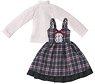 Girly Jumper Skirt Set (Navy Check) (Fashion Doll)