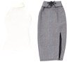 AZO2 Sleeveless Knit & Tight Skirt Set (White x Gray Check) (Fashion Doll)
