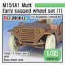 M151A1 Mutt Jeep Early Sagged Wheel Set (1) (for Academy/Tamiya) (Plastic model)