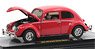 1952 VW Beetle Deluxe Model - Bright Red - Gold Chrome (Diecast Car)