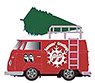 Mooneyes Ornament - 1960 Volkswagen Delivery Short Bus Satin Red (Diecast Car)