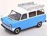 Ford Transit Bus 1965-1970 with Roof Racklight Blue/White (Diecast Car)