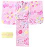 PNS Yukata Set -Flowers and Ribbons- (Pink x Lemon Yellow) (Fashion Doll)