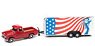 1955 Chevy Cameo Red & Enclosed Trailer Stars and Stripes (Diecast Car)