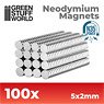 Neodymium Magnets 5x2mm - 100 Units (N35) (Material)