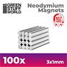 Neodymium Magnets 3x1mm - 100 Units (N52) (Material)