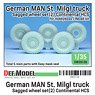 German Man 5t. Mil gl Truck Sagged Wheel Set (2) Continental HCS Tires ( for Hobbyboss/Revell) (Plastic model)