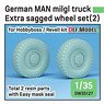German Man Mil gl Truck Extra 2ea Sagged Wheel Set (2) Continental HCS Tires (for Hobbyboss/Revell) (Plastic model)