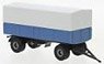 (HO) Trailer 2-Axle Flat Bed w/Canvas Blue / Black (Model Train)