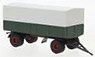 (HO) Trailer 2-Axle Flat Bed w/Canvas Dark Green / Black (Model Train)