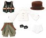 Lil` Fairy -Top Hat & Adventure Steampunk Set- (Light Brown x Khaki) (Fashion Doll)