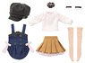 PNXS Outing Casquette & Apron Overalls Set -Alvastaria Outfit Collection- (Dark Brown x Blue) (Fashion Doll)