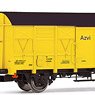 AZVI, 2-unit pack 2-axle closed wagon J2 + J3, yellow livery, period V-VI (2-Car Set) (Model Train)