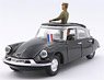 Citroen DS 19 Black 1960 General de Gaulle + Driver (Diecast Car)