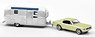 Ford Mustang 1968 light Yellow & Air Stream Caravan (Diecast Car)
