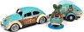 1966 VW Beetle w/Tear Drop Trailer & Rat Fink Figurine (Diecast Car)