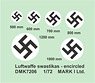 Luftwaffe Swastikas, Encircled - White Background (Decal)