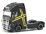 (HO) Volvo FH 16 Gl. XL 2020 Truck with lamp bar and bull bar Black (Model Train)
