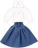 AZO2 Off Shoulder Blouse & Corset Skirt Set (White x Navy) (Fashion Doll)
