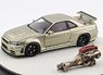 Nismo R34 GT-R Z-tune Jade Green with Engine (Full Opening and Closing) Rotating Display (Diecast Car)