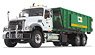 Mack Granite MP with Ribbed Roll-Off Container and Large Signboard (Diecast Car)
