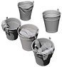 WWII Buckets (Set of 5) (3D printed Kit) (Plastic model)